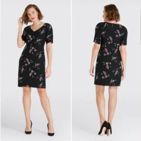 Draper James Black Floral Dress - Sz 2 - Picture 1 of 5
